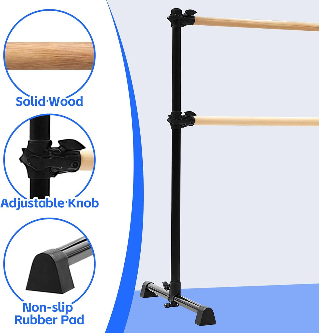 Barre de danse double hauteur réglable de 15 à 122 cm
