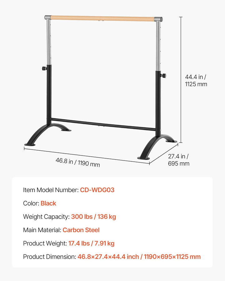 Barre de Danse mobile hauteur réglable 71 et 112cm