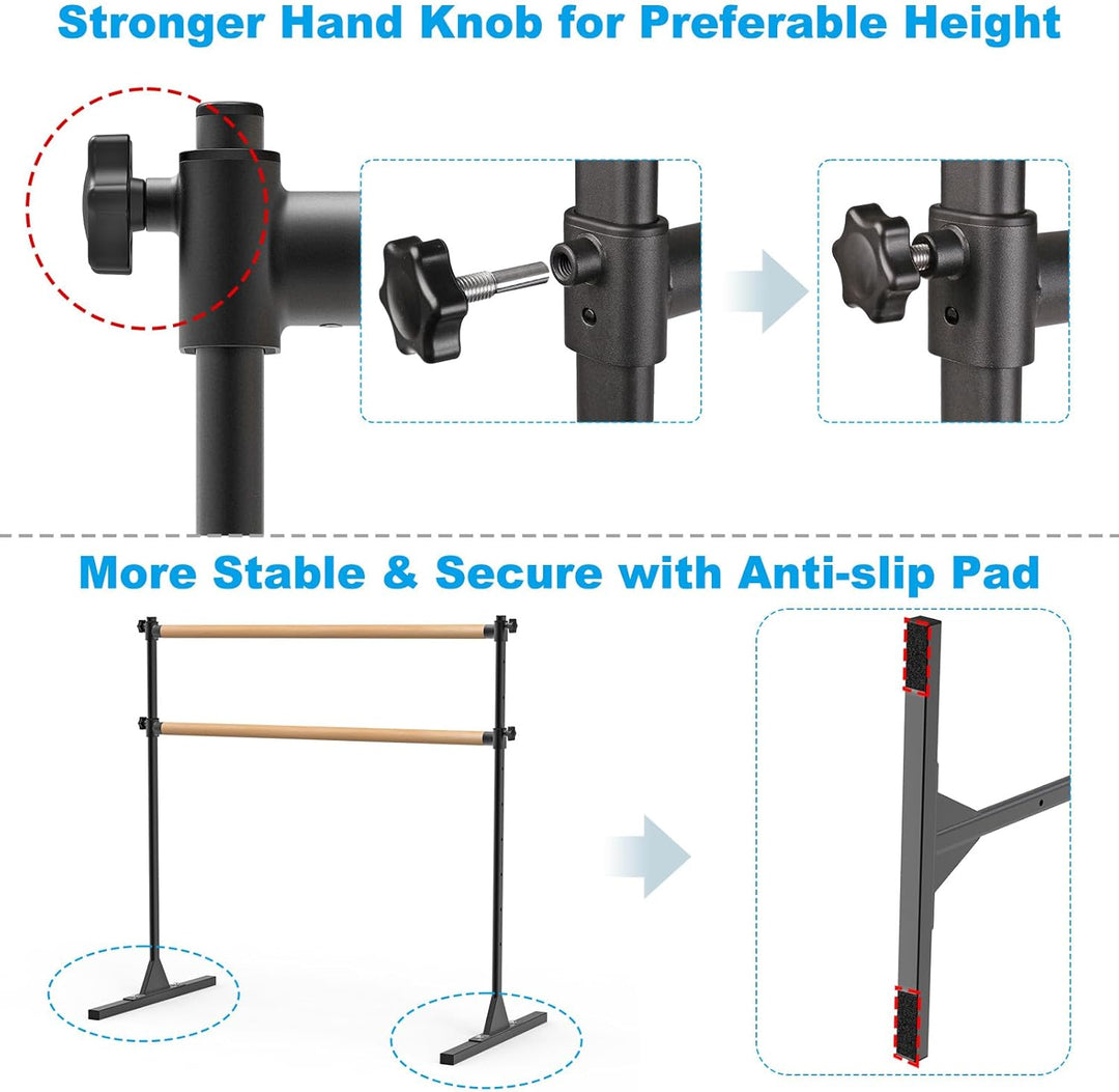 Barre de danse noire double hauteur réglable 120 x 71cm