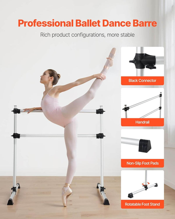 Barre de danse classique double hauteur aluminium réglable