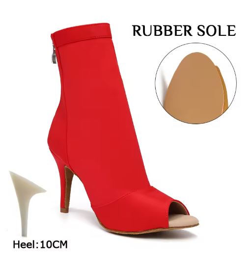 Bottines danse Assa rouge semelle caoutchouc Talons 7.5 à 11cm