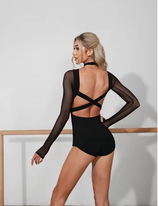 Justaucorps manches longues dos croisé Amira