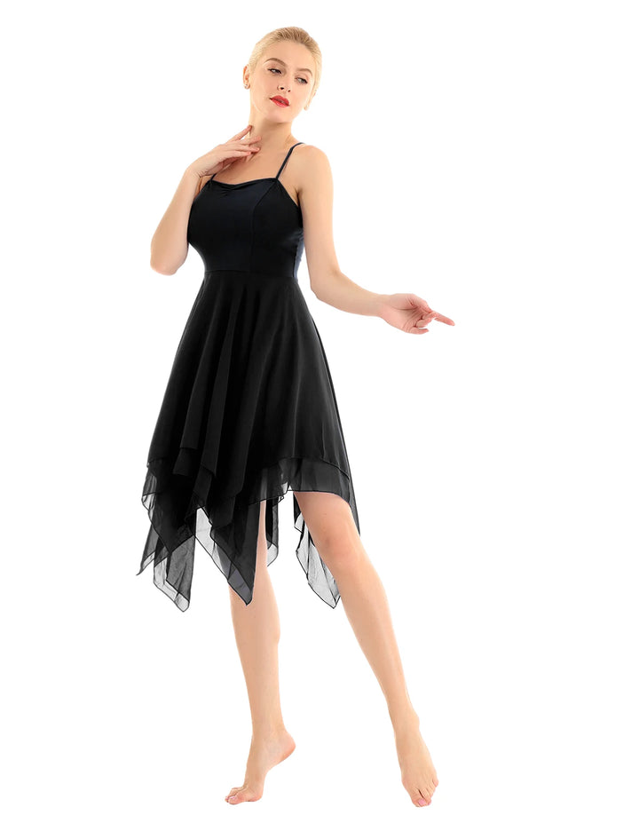 Robe à bretelles asymétrique en mousseline Antonella