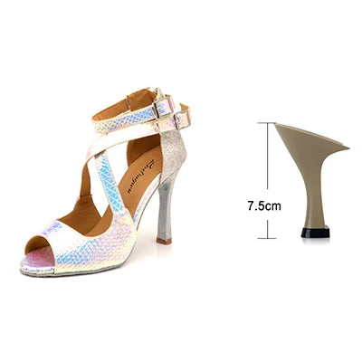 Chaussures danse Marianne coloris bleu ou argent Talons de 6 à 10cm