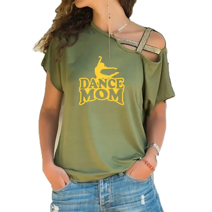 T-shirt épaule dénudée logo Dance Mom 6 coloris au choix