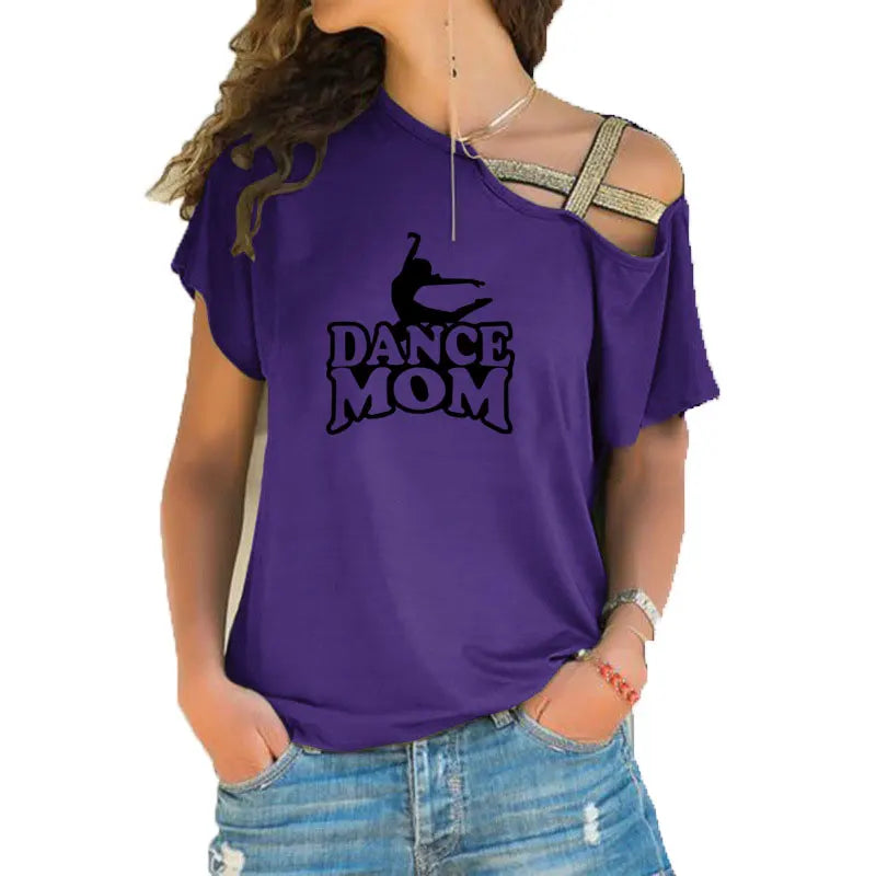 T-shirt épaule dénudée logo Dance Mom 6 coloris au choix