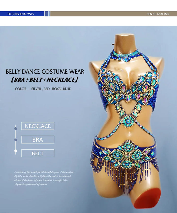 Ensemble Krystal Belly Dance Costume 3pcs