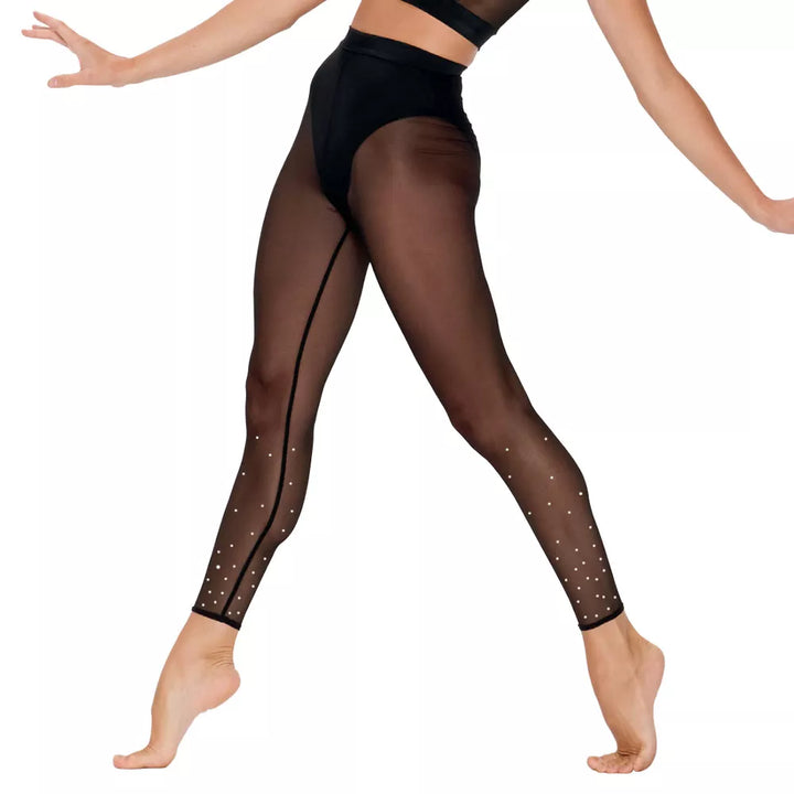 LEGGING NOIR EN MAILLE TRANSPARENTE avec strass Ayline XL
