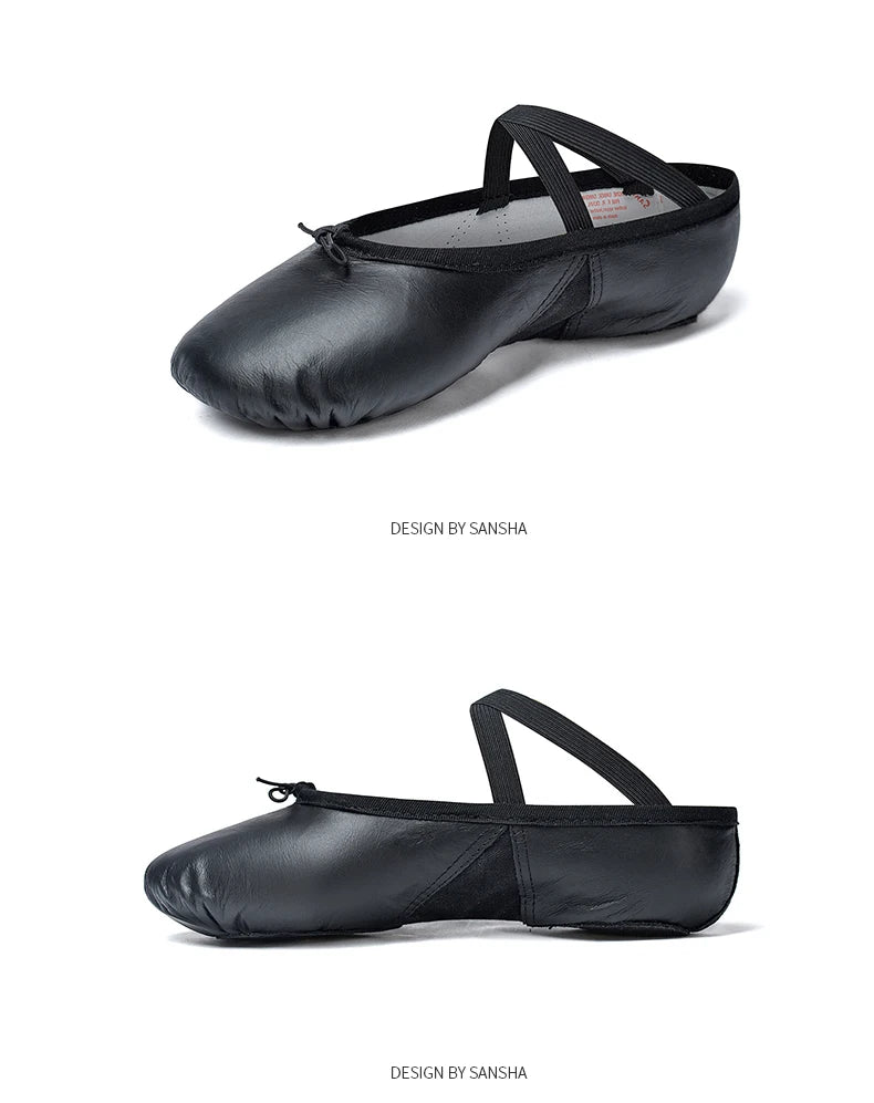 Chaussons Demi-pointes cuir avec elastiques Sansha