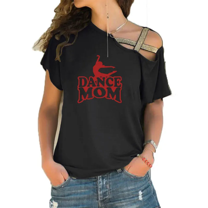 T-shirt épaule dénudée logo Dance Mom 6 coloris au choix