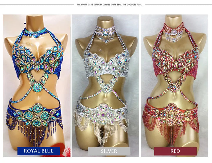 Ensemble Krystal Belly Dance Costume 3pcs