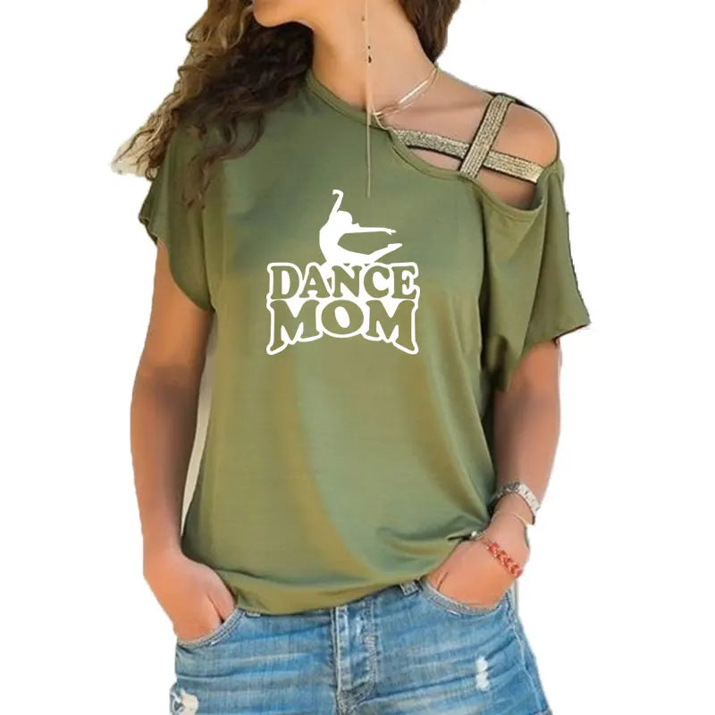 T-shirt épaule dénudée logo Dance Mom 6 coloris au choix