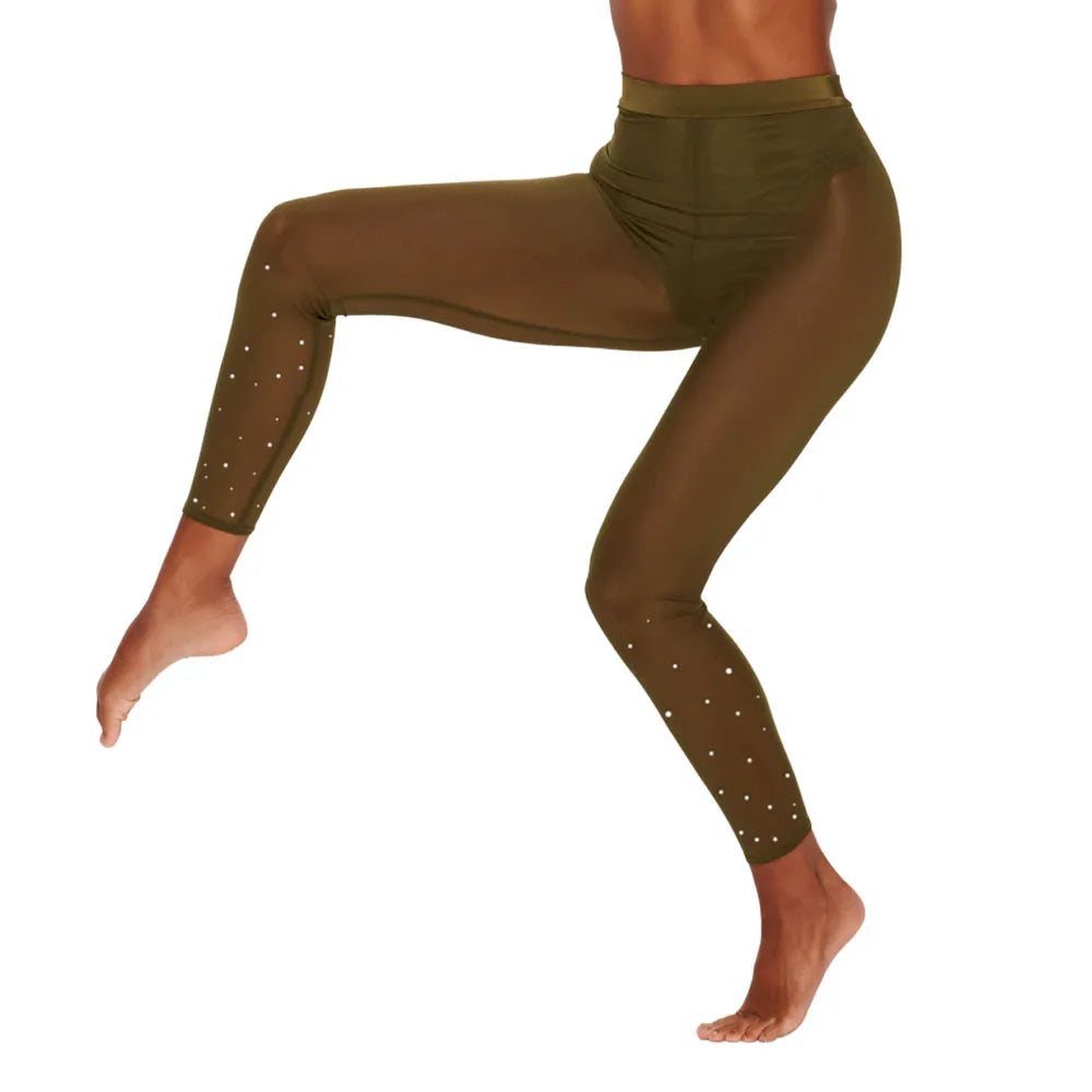 LEGGING NOIR EN MAILLE TRANSPARENTE avec strass Ayline