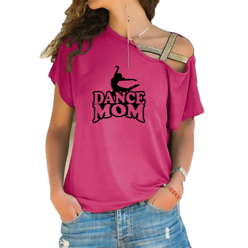 T-shirt épaule dénudée logo Dance Mom 6 coloris au choix