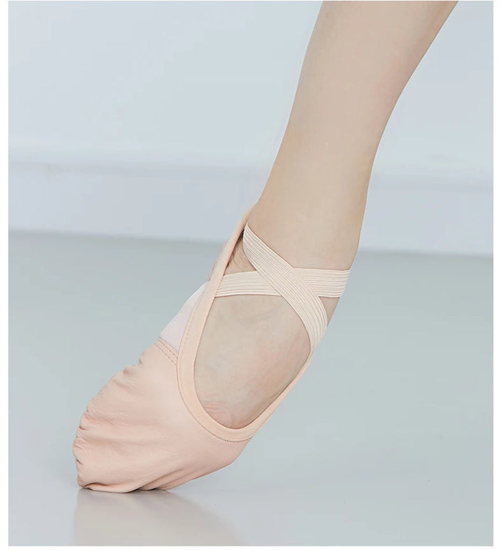 Chaussons Demi-pointes cuir avec elastiques Sansha