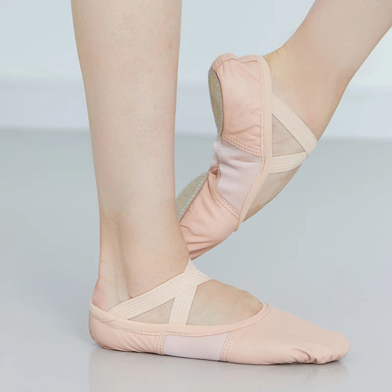 Chaussons Demi-pointes cuir avec elastiques Sansha