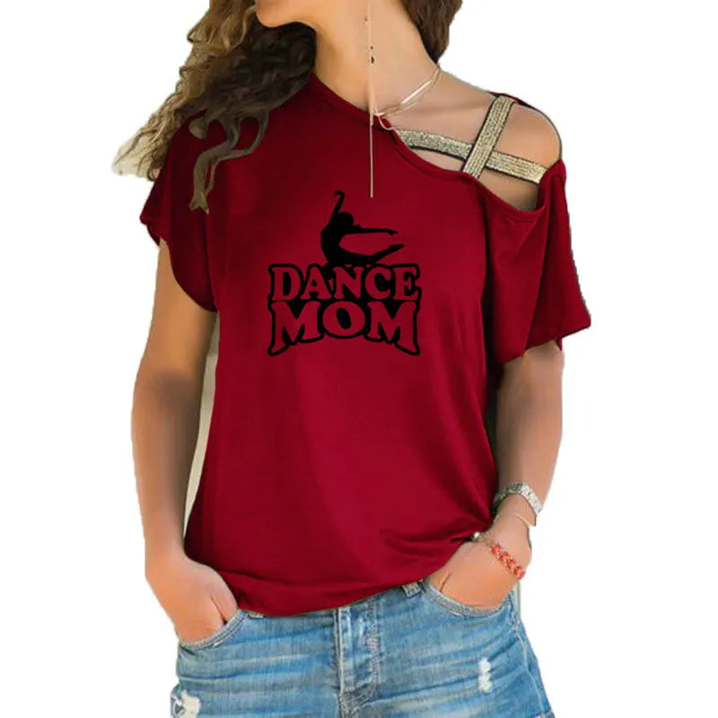 T-shirt épaule dénudée logo Dance Mom 6 coloris au choix