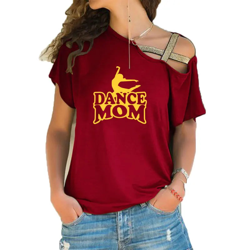 T-shirt épaule dénudée logo Dance Mom 6 coloris au choix