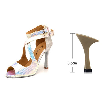 Chaussures danse Marianne coloris bleu ou argent Talons de 6 à 10cm