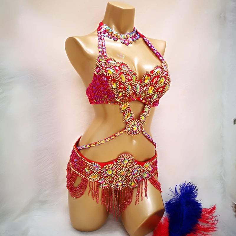 Ensemble Krystal Belly Dance Costume 3pcs