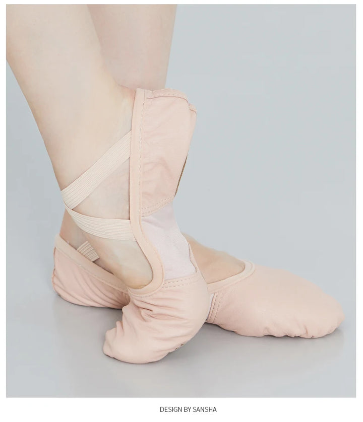 Chaussons Demi-pointes cuir avec elastiques Sansha