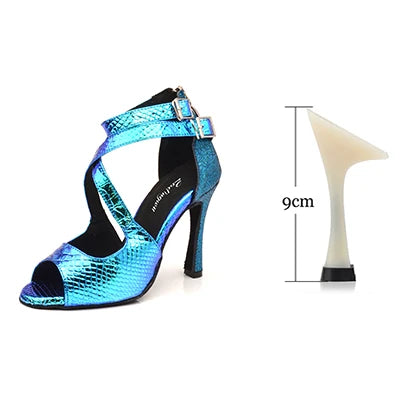 Chaussures danse Marianne coloris bleu ou argent Talons de 6 à 10cm