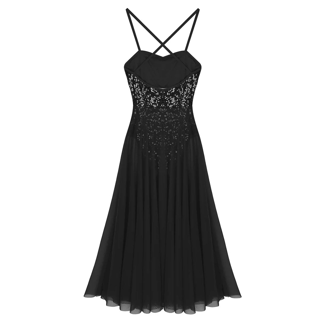 Robe justaucorps paillettes Macha fendue sur le côté