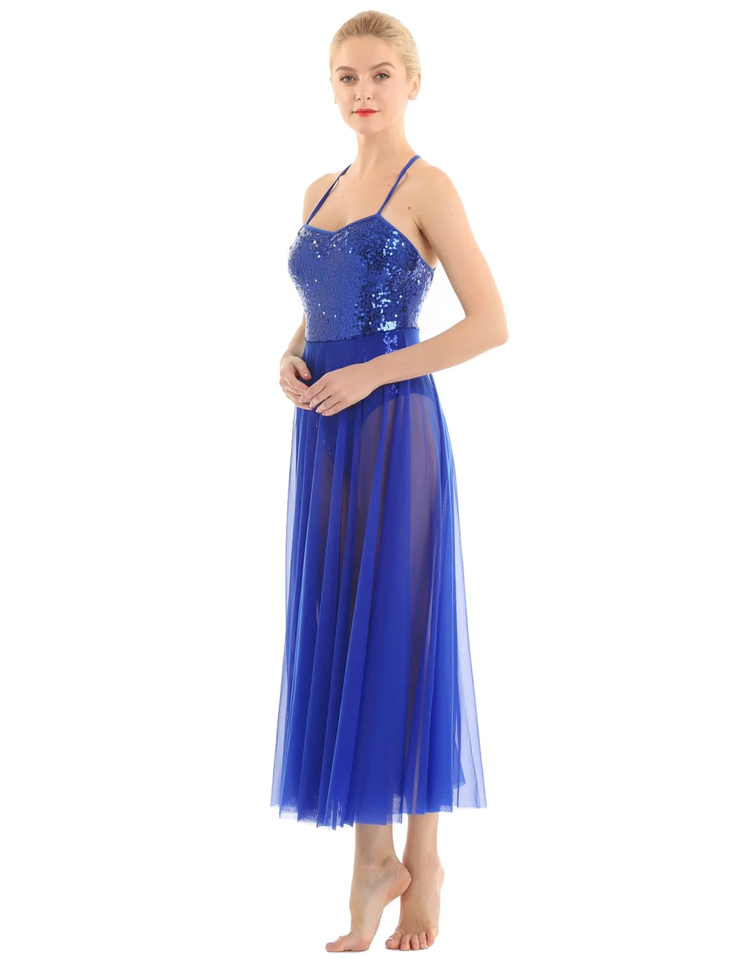 Robe justaucorps paillettes Macha fendue sur le côté