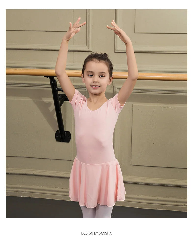 Justaucorps manches courtes avec jupette Sansha