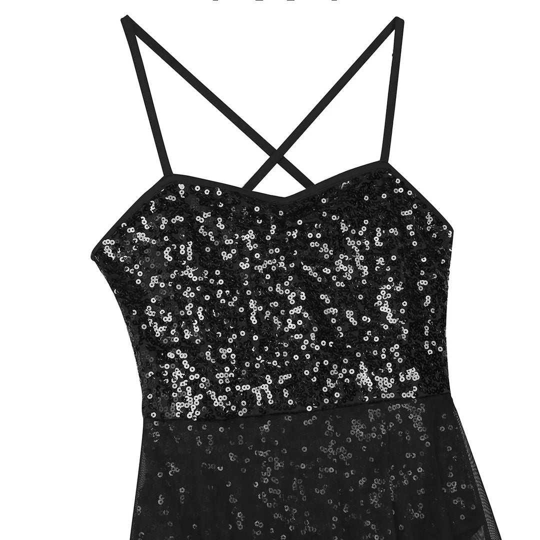 Robe justaucorps paillettes Macha fendue sur le côté