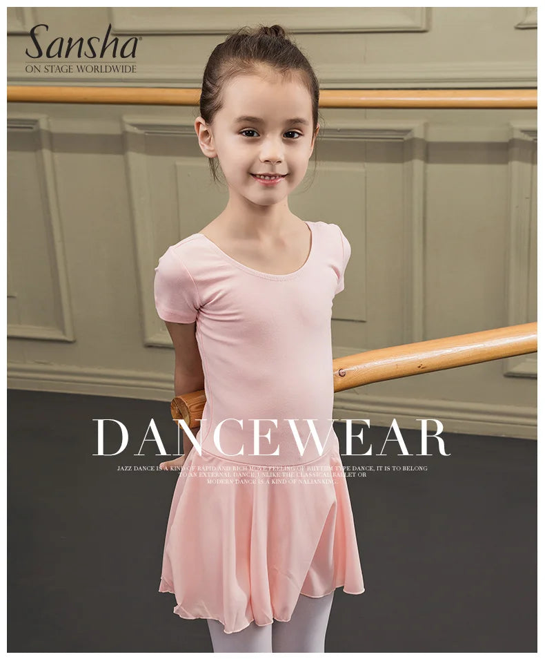 Justaucorps manches courtes avec jupette Sansha