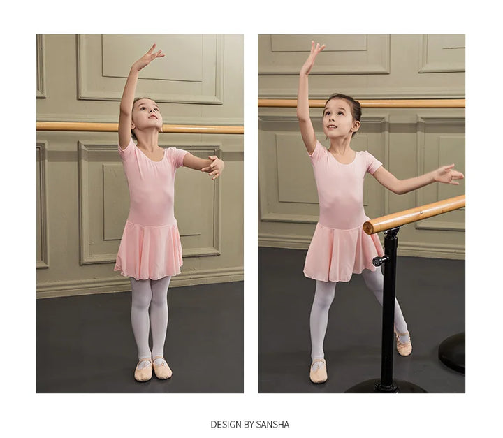 Justaucorps manches courtes avec jupette Sansha