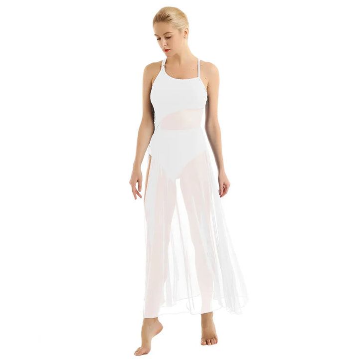 Robe justaucorps paillettes Macha fendue sur le côté