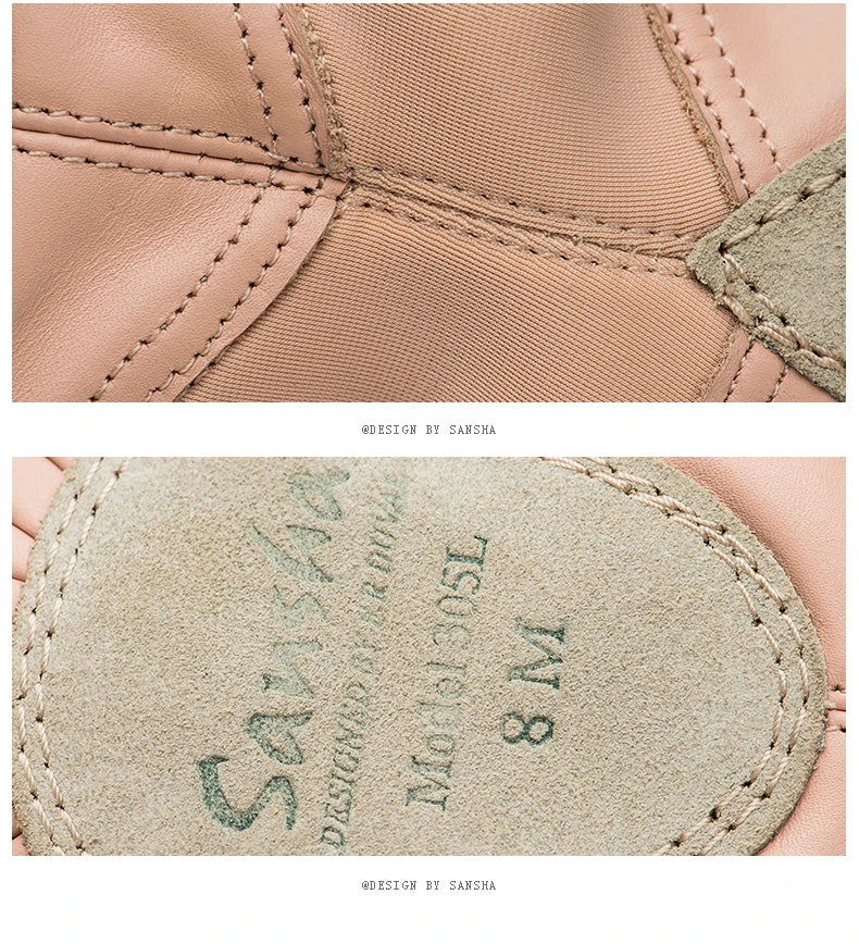 Chaussons Demi-pointes cuir avec elastiques Sansha
