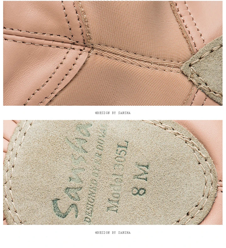 Chaussons Demi-pointes cuir avec elastiques Sansha