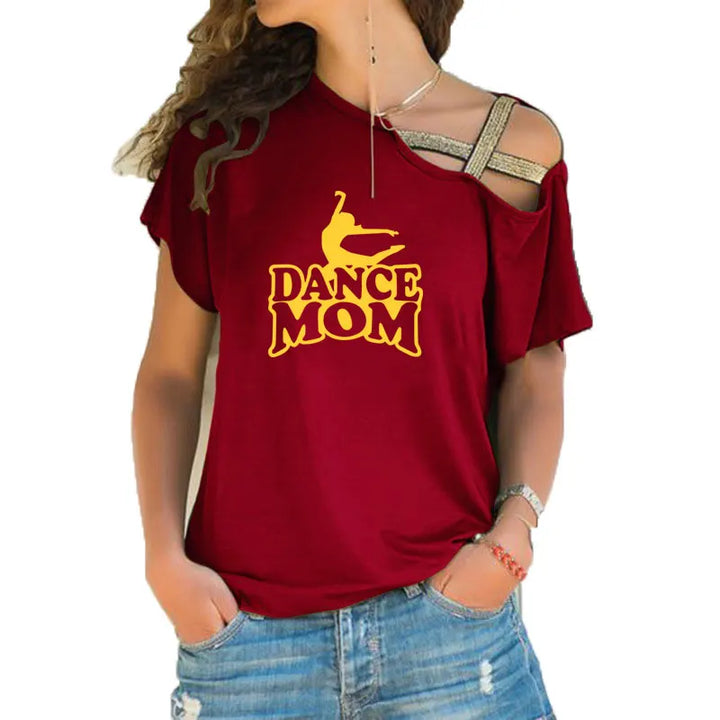 T-shirt épaule dénudée logo Dance Mom 6 coloris au choix