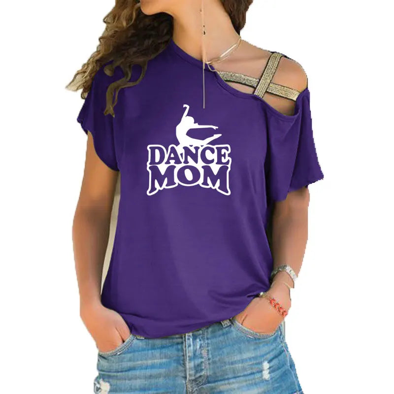 T-shirt épaule dénudée logo Dance Mom 6 coloris au choix