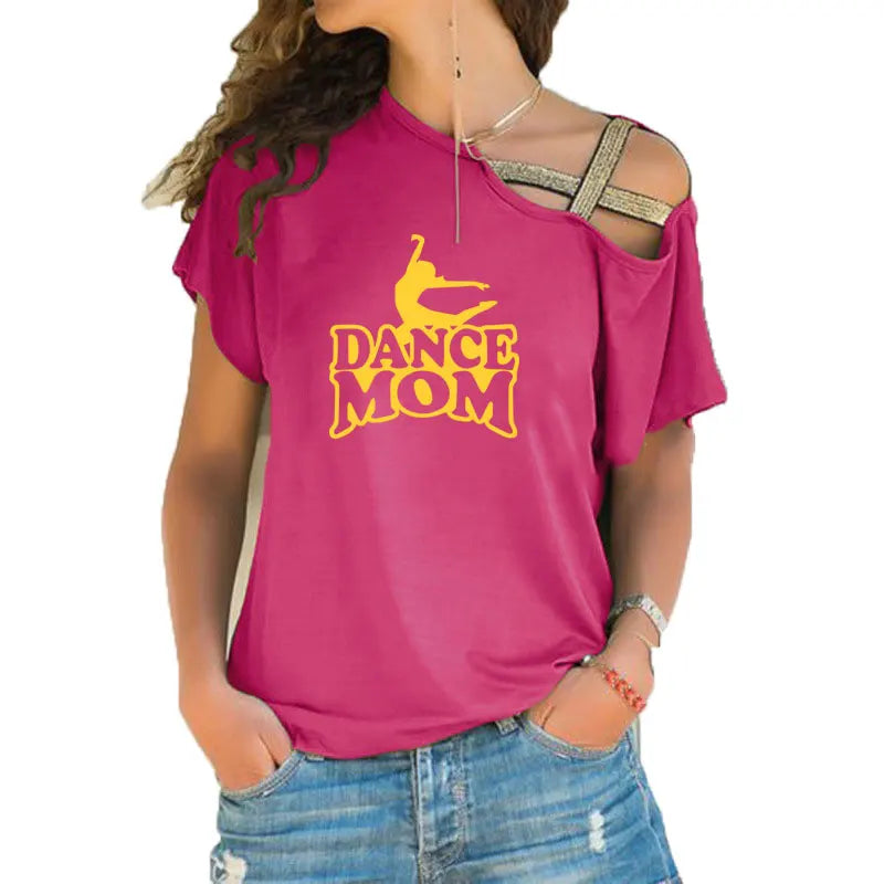T-shirt épaule dénudée logo Dance Mom 6 coloris au choix