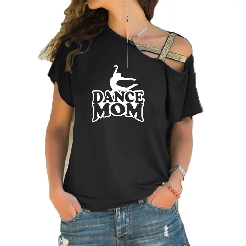 T-shirt épaule dénudée logo Dance Mom 6 coloris au choix