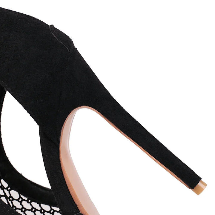 Bottines ajourée Ayako Talon de 12cm noir ou beige