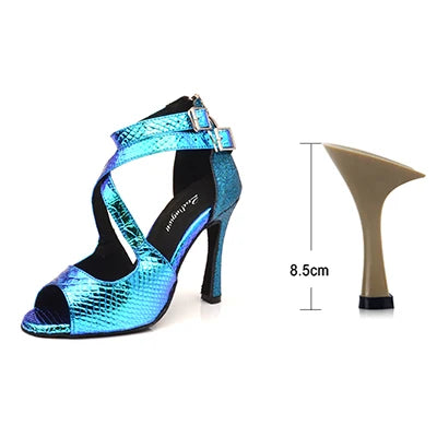 Chaussures danse Marianne coloris bleu ou argent Talons de 6 à 10cm