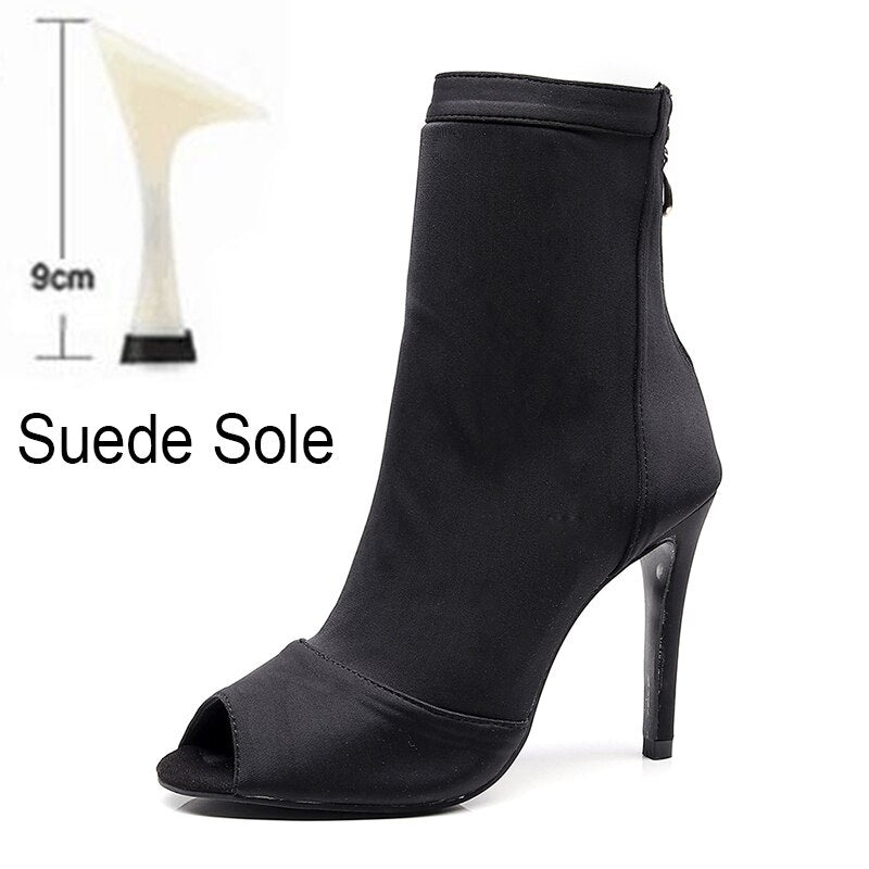Bottines danse Assa noir semelle suede Talons de 9cm T41