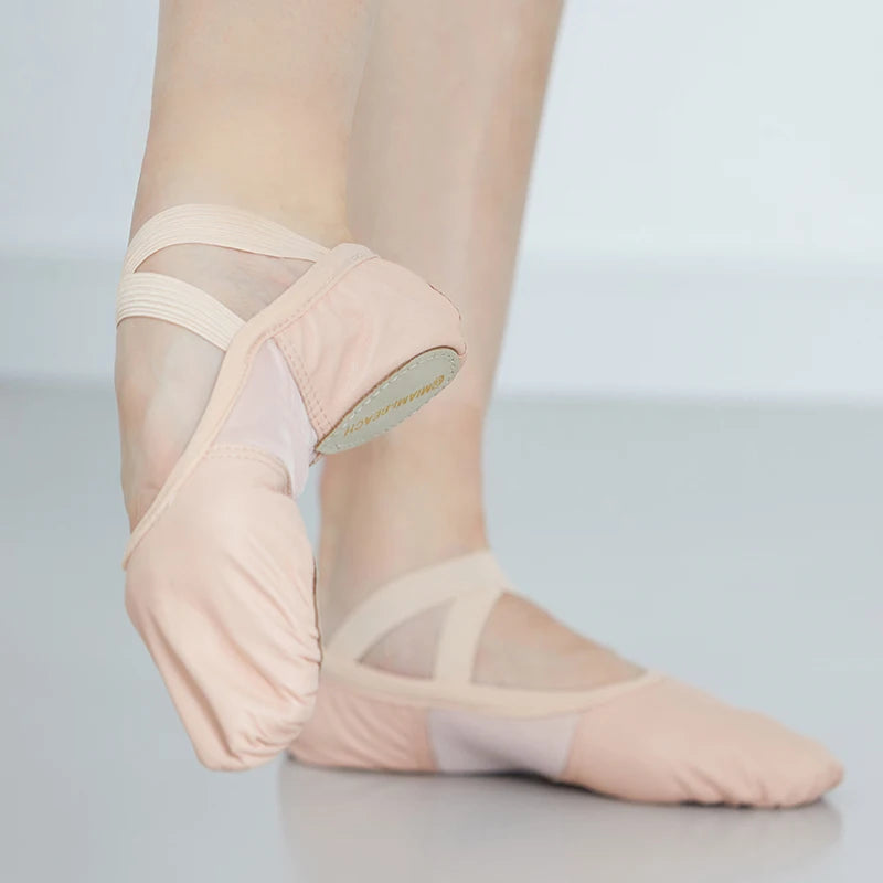 Chaussons Demi-pointes cuir avec elastiques Sansha