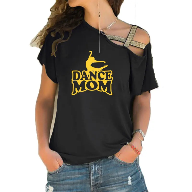 T-shirt épaule dénudée logo Dance Mom 6 coloris au choix