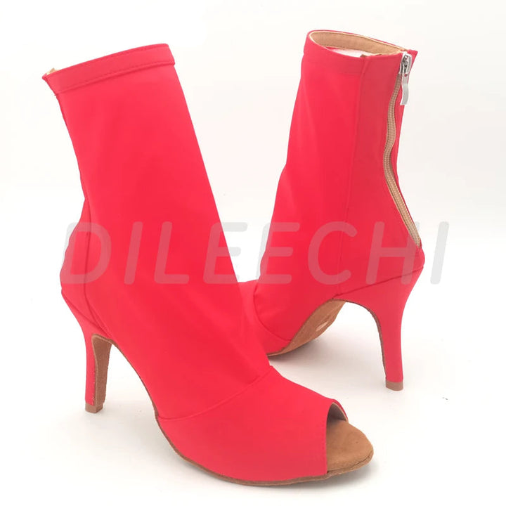 Bottines danse Assa rouge semelle caoutchouc Talons 7.5 à 11cm