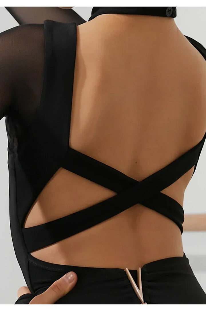 Justaucorps manches longues dos croisé Amira