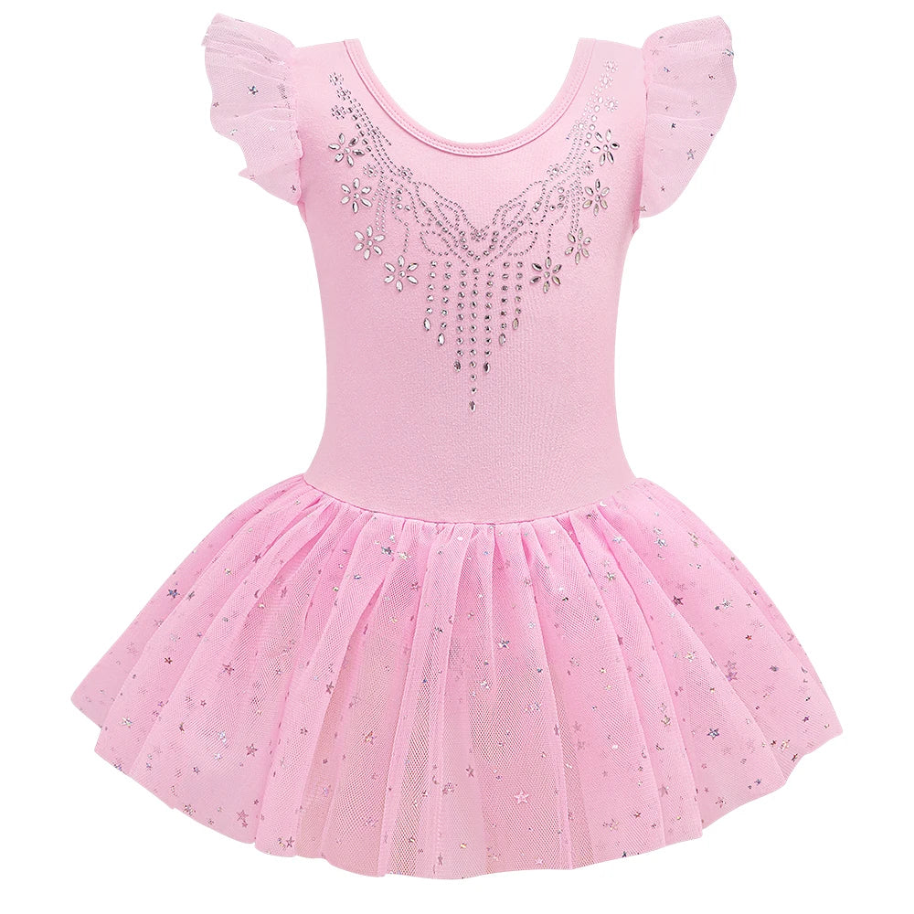 Justaucorps Tutu manches courtes strass et paillettes Kaia