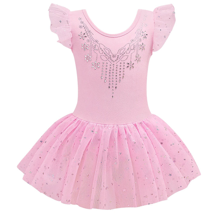 Justaucorps Tutu manches courtes strass et paillettes Kaia