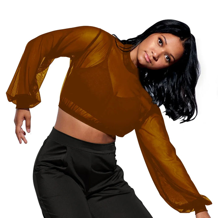 Top crop mesh manches longues avec brassière Vita