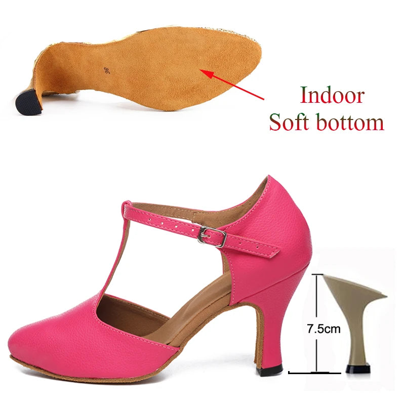 Chaussures de danse fermées Irina rose Talons cubains de 4.5 à 8.3cm